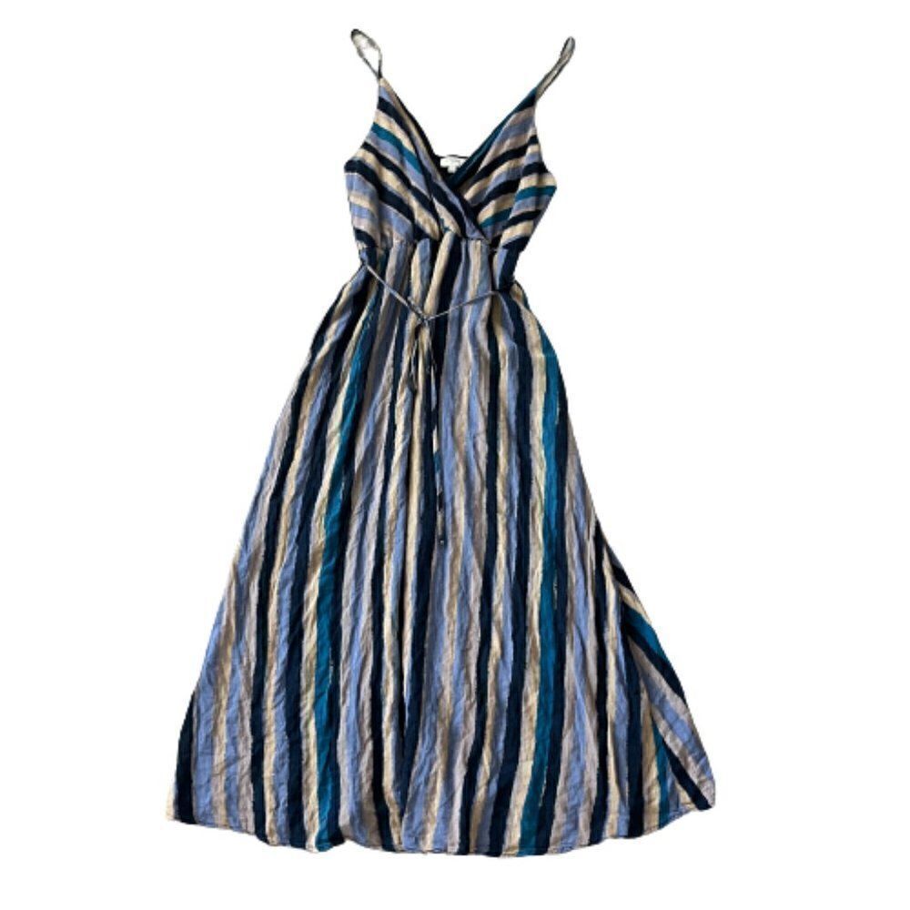 UMGEE Boho Striped Maxi Dress Tie Waist Size Large
